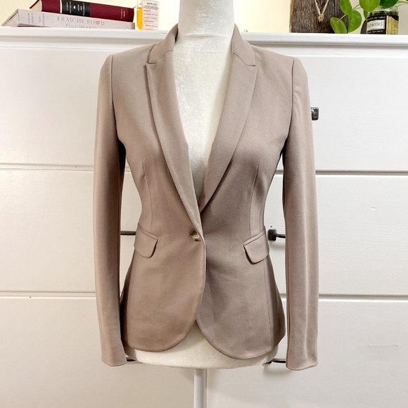 H & M One Button Blazer + Beige + Size 4 - Picture 1 of 7
